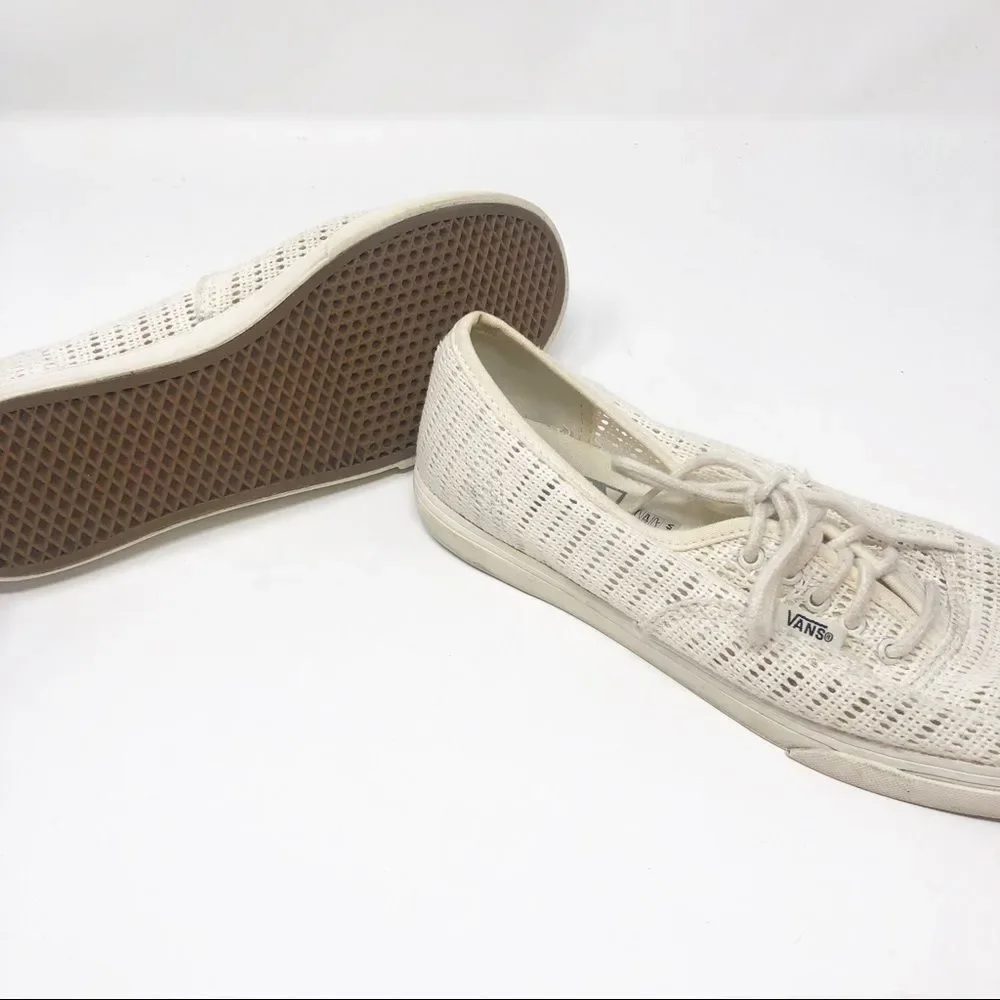 VANS | Cream Ivory Knit Lace Up Tie Sneakers Tennis Shoes Women’s Size 8 - Picture 13 of 13
